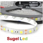 Tira LED 5 mts Flexible 72W 300 Led SMD 5050 IP20 Blanco Neutro Alta Luminosidad